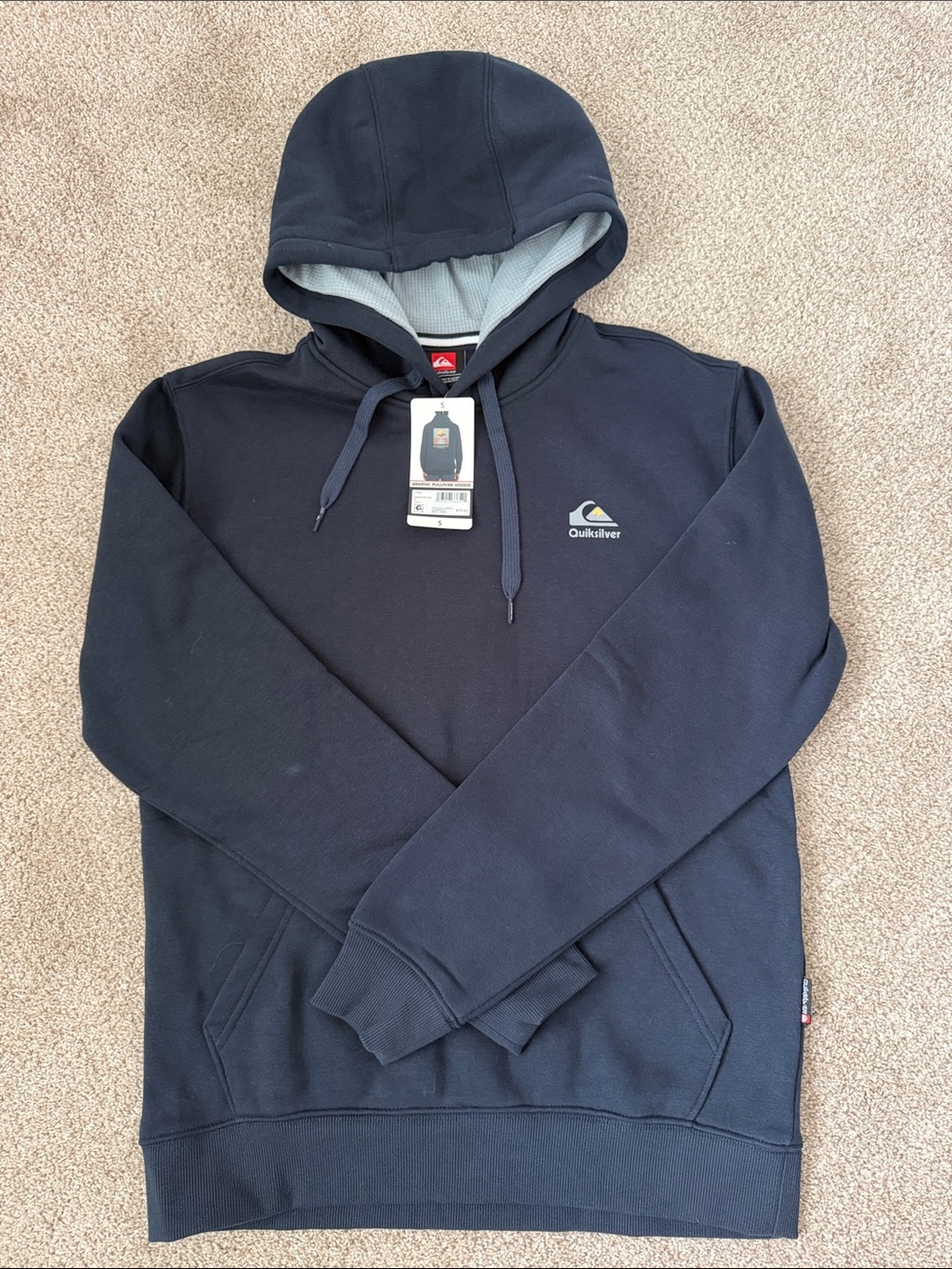 Quiksilver Men's Navy Blue Hooded Pullover Sweatshirt Size Small